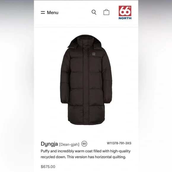 66North Dyngja Women's Black Coat - Picture 2 of 7